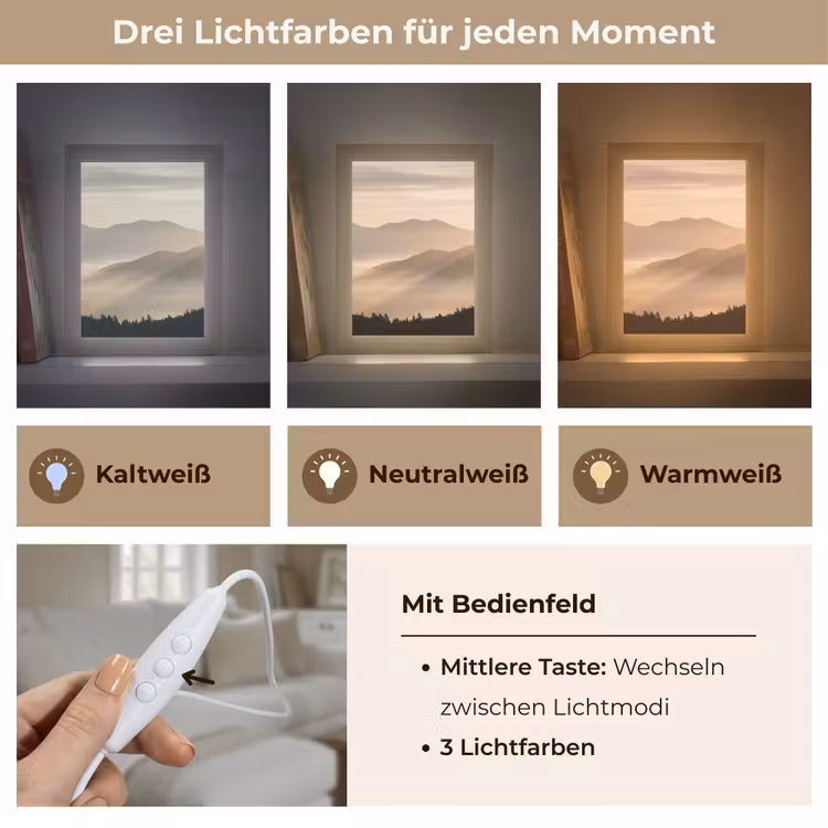 Bergen - Mist - Zonnestralen Light Box met kabel (Tafellamp) klein -USP_lichtkleurDE