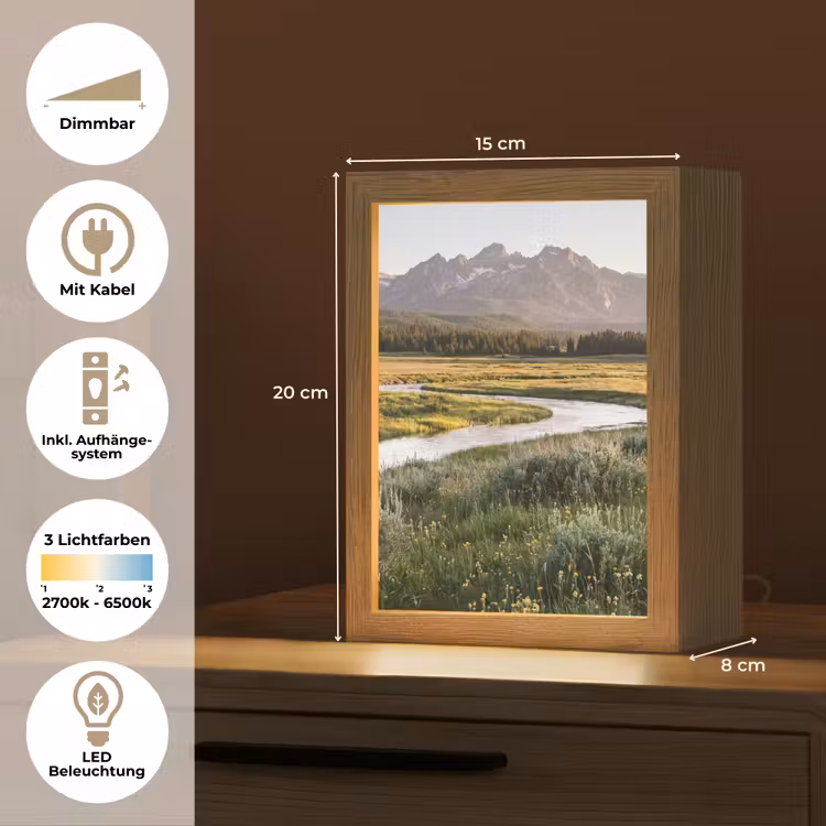 Berglandschap - Rivier - Bos Light Box met kabel (Tafellamp) klein -USP_DE