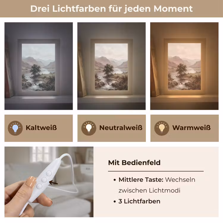 Berglandschap - Meer - Bergen - Vallei - Klassiek Light Box met kabel (Tafellamp) klein -USP_lichtkleurDE