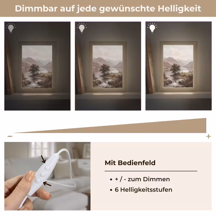 Berglandschap - Meer - Bergen - Vallei - Klassiek Light Box met kabel (Tafellamp) klein -USP_dimbaarDE