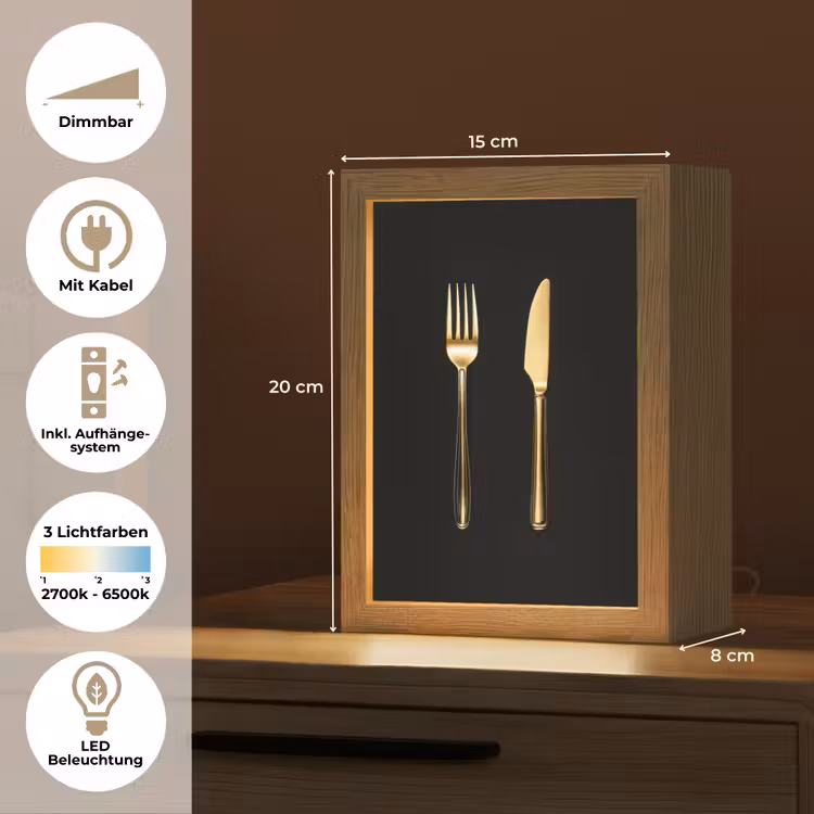 Bestek - Goud - Mes - Vork Light Box met kabel (Tafellamp) klein -USP_DE