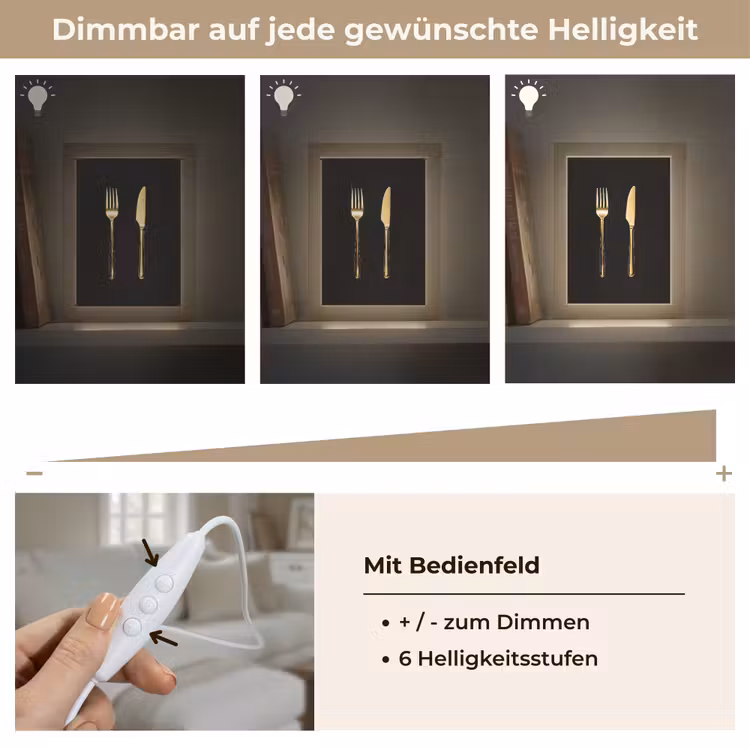 Bestek - Goud - Mes - Vork Light Box met kabel (Tafellamp) klein -USP_dimbaarDE