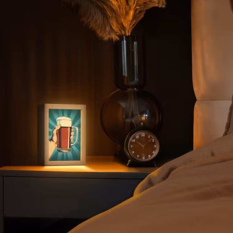 Bierglas - Schuim - Retro - Groen Light Box met kabel (Tafellamp) klein -sfeer1