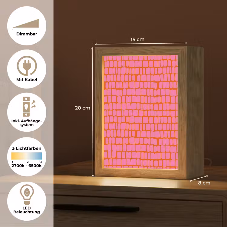 Organisch - Raster - Roze Light Box met kabel (Tafellamp) klein 925 -USP_DE
