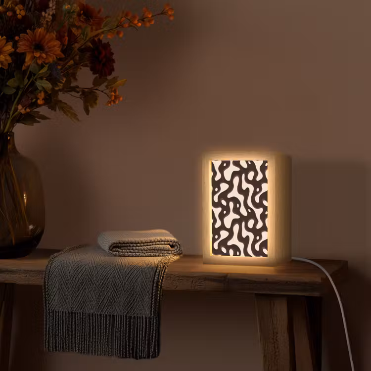 Organisch - Krachtig - Bruin Light Box met kabel (Tafellamp) klein 925 -sfeer4