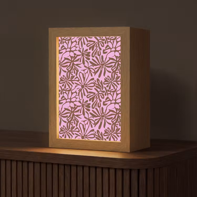 Organisch - Patroon - Roze Light Box met kabel (Tafellamp) klein 925 -z3d_website