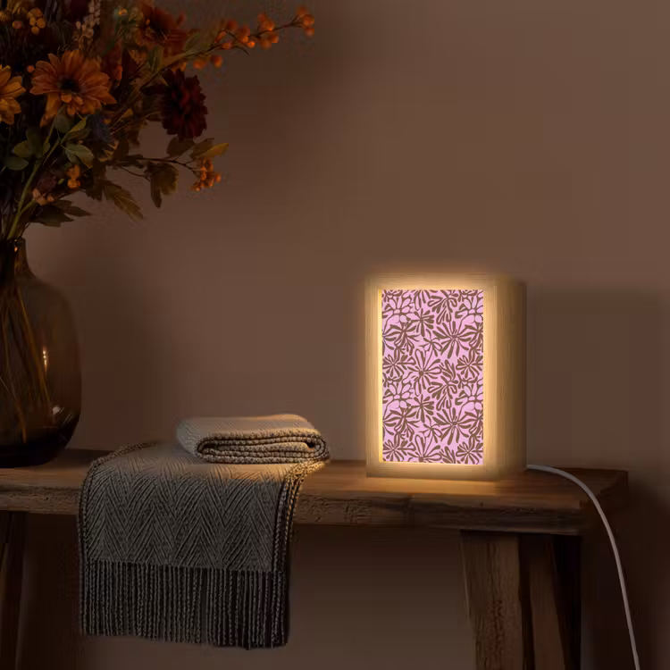 Organisch - Patroon - Roze Light Box met kabel (Tafellamp) klein 925 -sfeer4