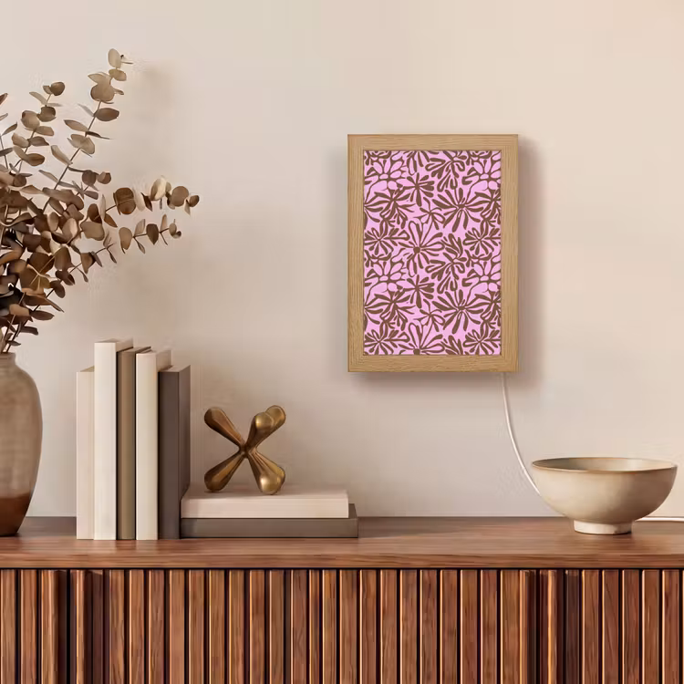 Organisch - Patroon - Roze Light Box met kabel (Tafellamp) klein 925 -sfeer2