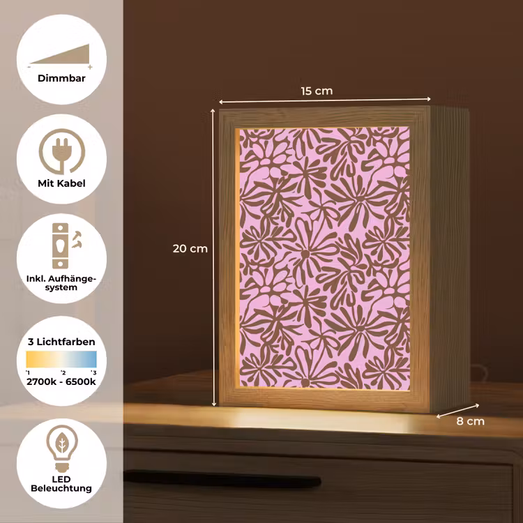 Organisch - Patroon - Roze Light Box met kabel (Tafellamp) klein 925 -USP_DE