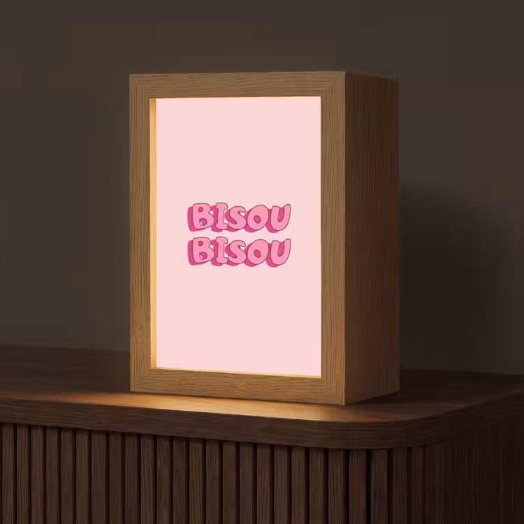 Bisou - Roze - Schaduw Light Box met kabel (Tafellamp) klein -z3d_website