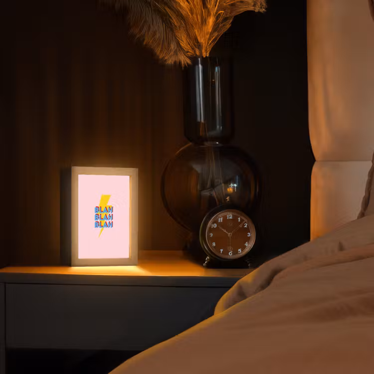 Blah - Bliksem - Roze Light Box met kabel (Tafellamp) klein -sfeer1