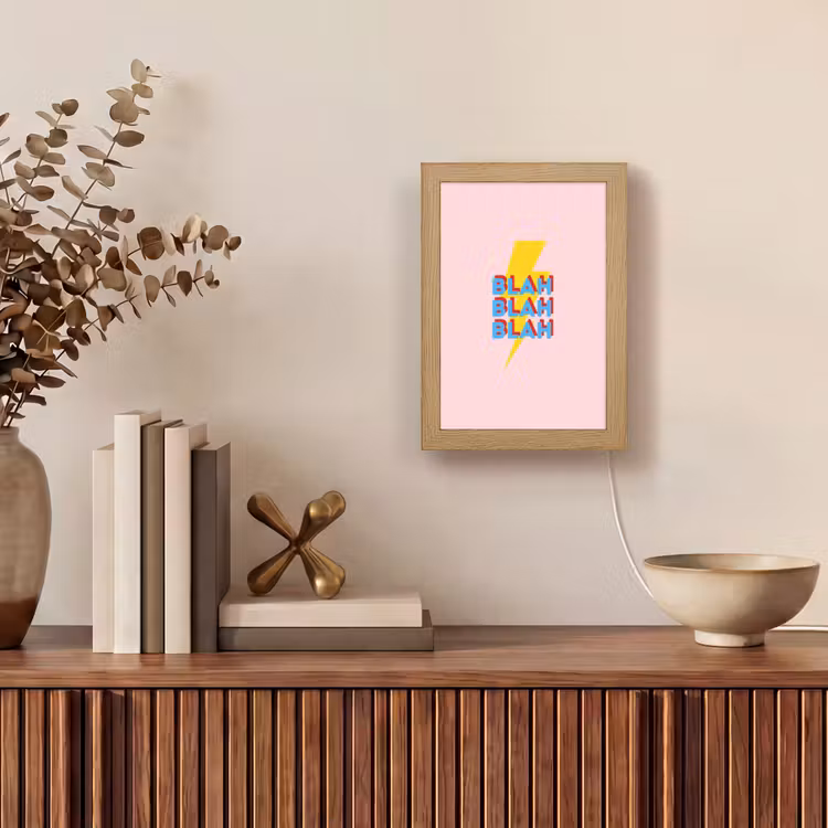 Blah - Bliksem - Roze Light Box met kabel (Tafellamp) klein -sfeer2