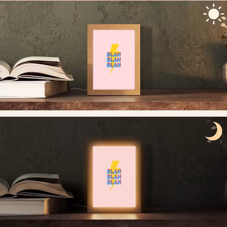 Blah - Bliksem - Roze Light Box met kabel (Tafellamp) klein -sfeer3