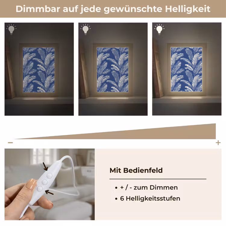 Blad - Palm - Blauw Light Box met kabel (Tafellamp) klein 925 -USP_dimbaarDE
