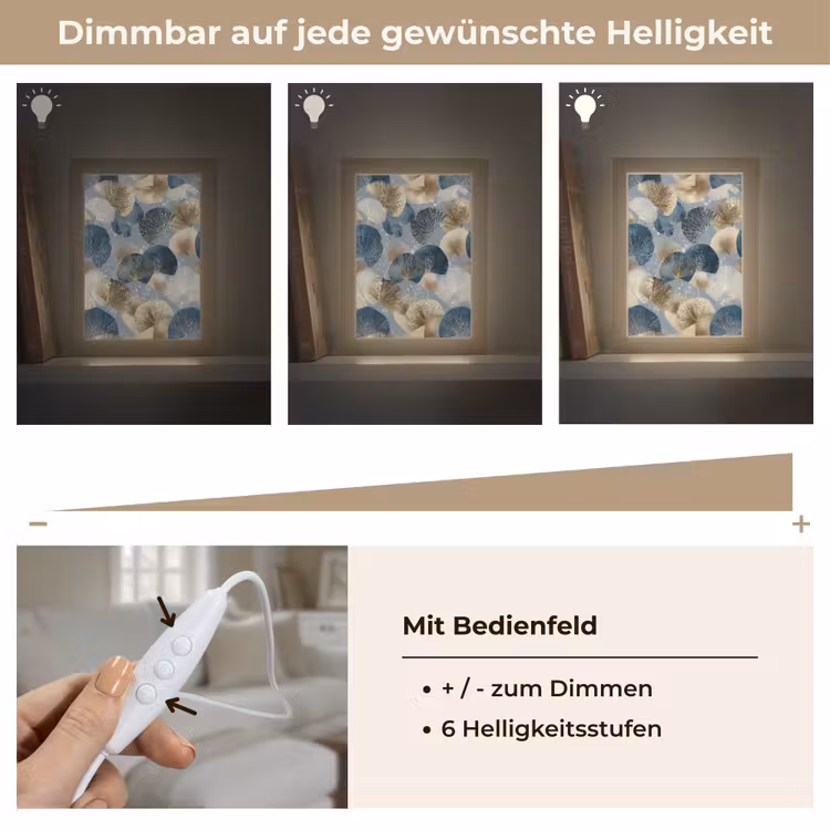 Bladeren - Abstract - Goud - Blauw Light Box met kabel (Tafellamp) klein -USP_dimbaarDE