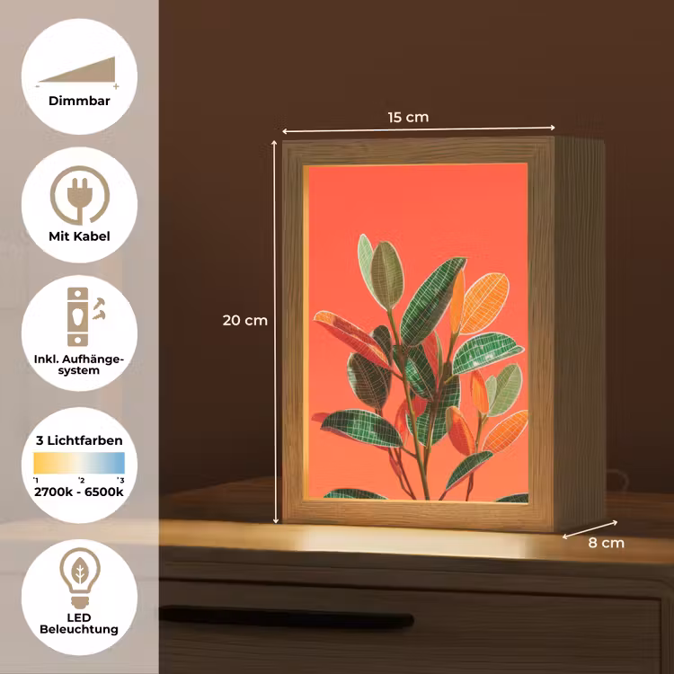 Bladeren - Nerven - Oranje - Structuur Light Box met kabel (Tafellamp) klein -USP_DE