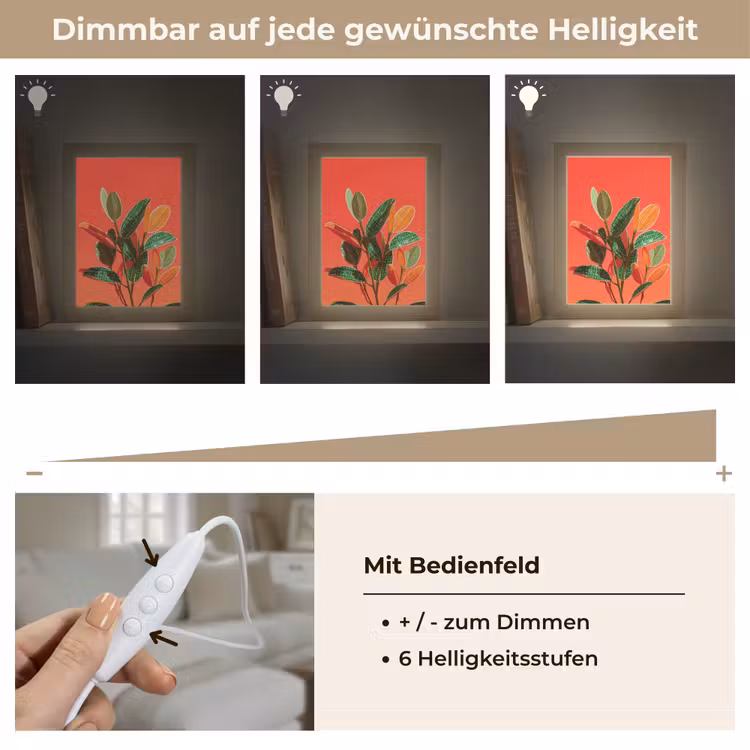 Bladeren - Nerven - Oranje - Structuur Light Box met kabel (Tafellamp) klein -USP_dimbaarDE