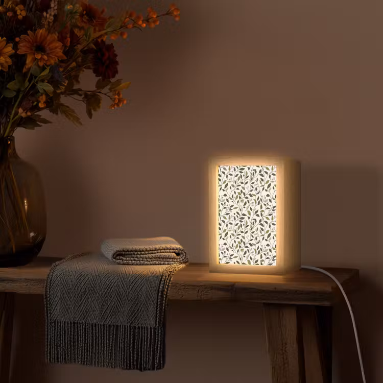 Bladeren - Bessen - Roze Light Box met kabel (Tafellamp) klein 925 -sfeer4