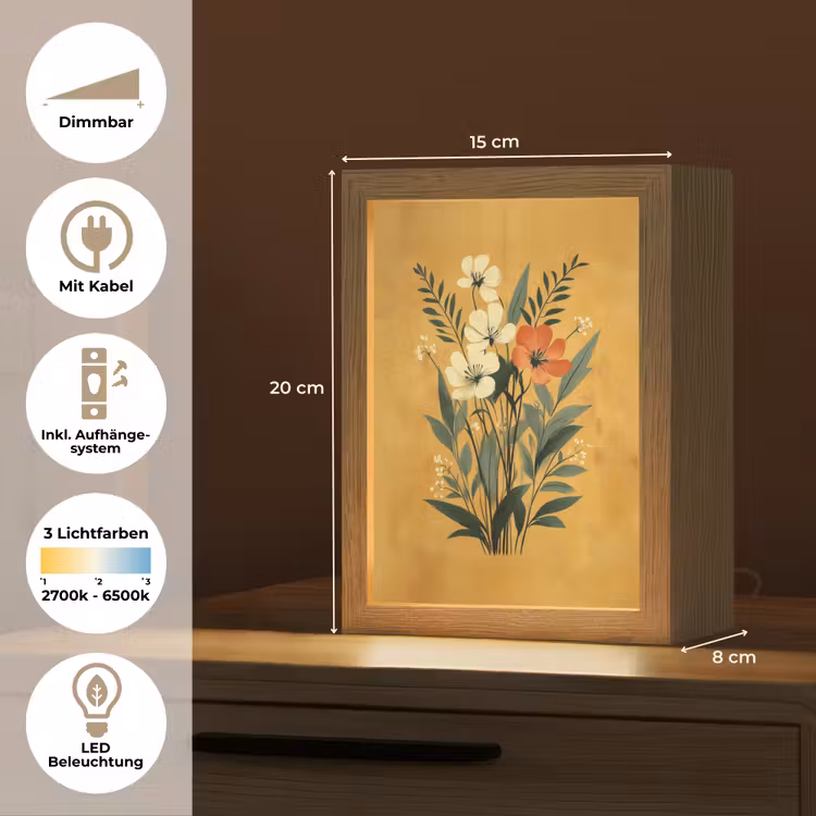 Bladeren - Boeket - Bloemen - Geel Light Box met kabel (Tafellamp) klein -USP_DE