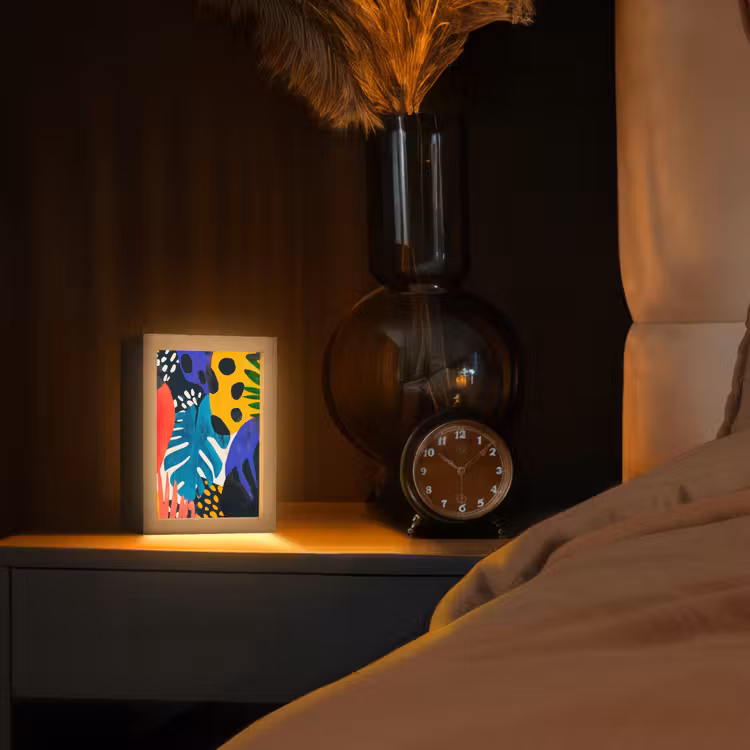 Bladeren - Vormen - Abstract - Kleurrijk Light Box met kabel (Tafellamp) klein -sfeer1