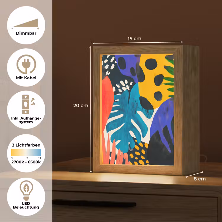 Bladeren - Vormen - Abstract - Kleurrijk Light Box met kabel (Tafellamp) klein -USP_DE