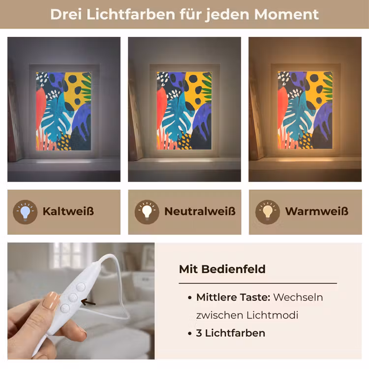 Bladeren - Vormen - Abstract - Kleurrijk Light Box met kabel (Tafellamp) klein -USP_lichtkleurDE