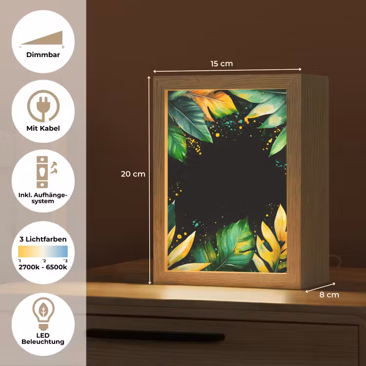 Bladeren - Groen - Geel - Verf - Jungle Light Box met kabel (Tafellamp) klein -USP_DE