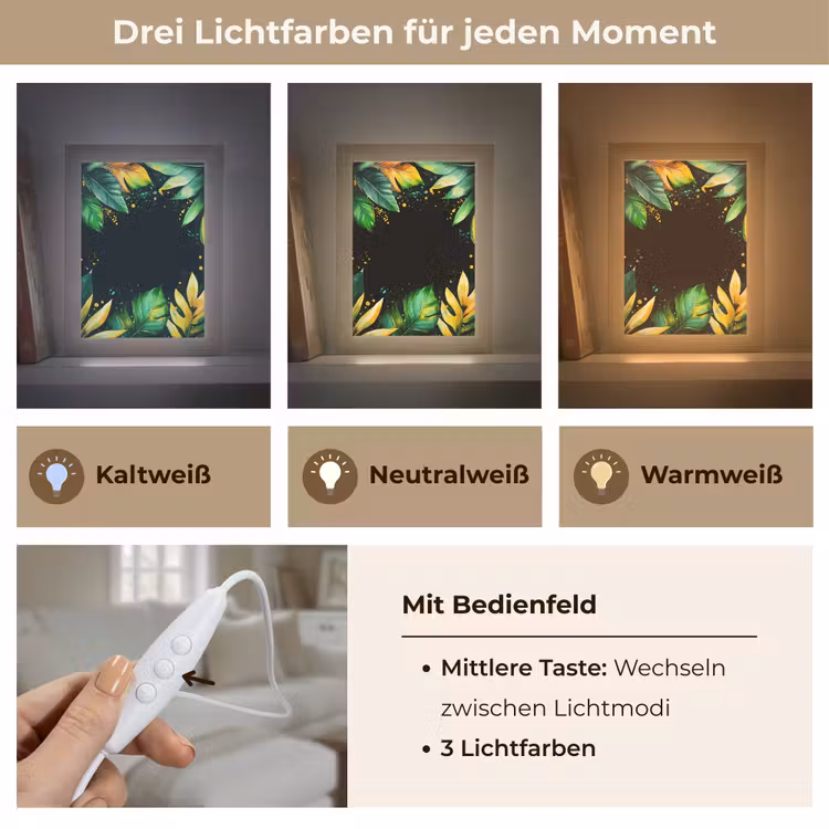 Bladeren - Groen - Geel - Verf - Jungle Light Box met kabel (Tafellamp) klein -USP_lichtkleurDE