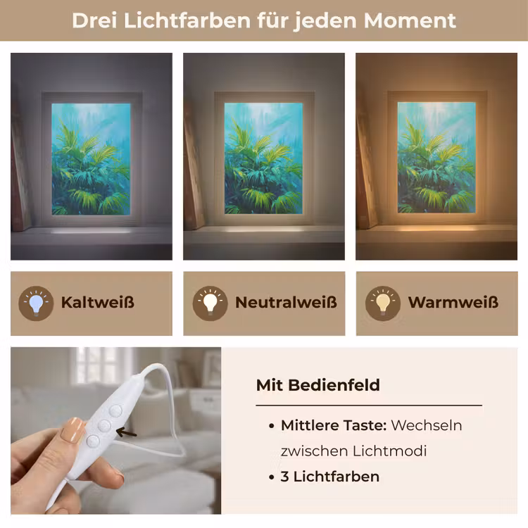 Bladeren - Groen - Schilderij - Abstract Light Box met kabel (Tafellamp) klein -USP_lichtkleurDE