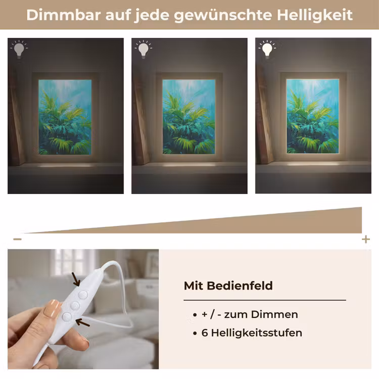 Bladeren - Groen - Schilderij - Abstract Light Box met kabel (Tafellamp) klein -USP_dimbaarDE