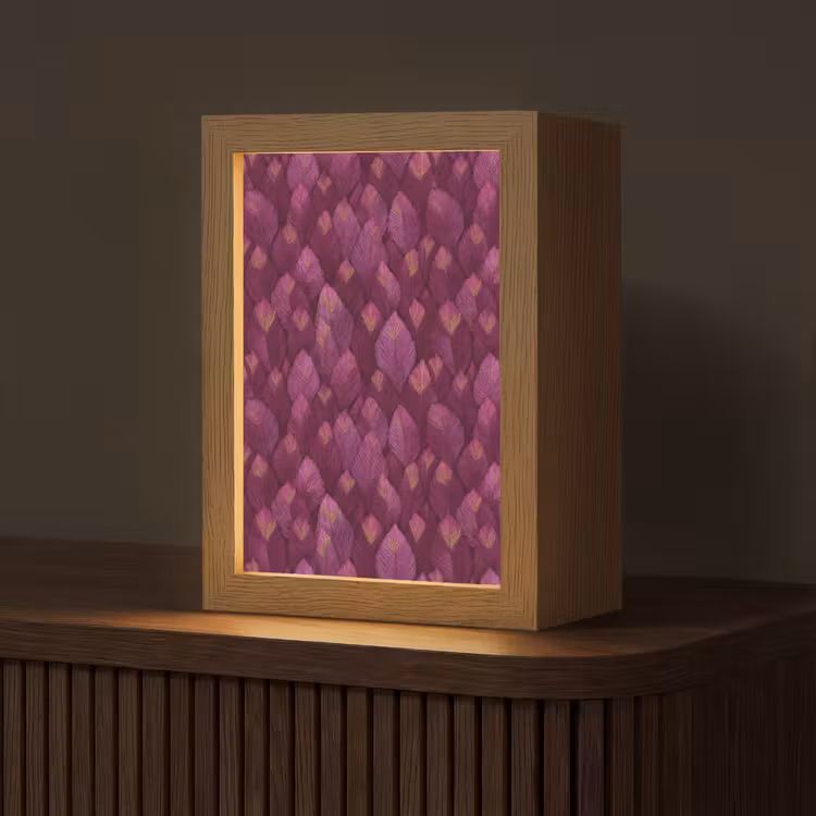 Bladeren - Patroon - Burgundy Light Box met kabel (Tafellamp) klein 925 -z3d_website