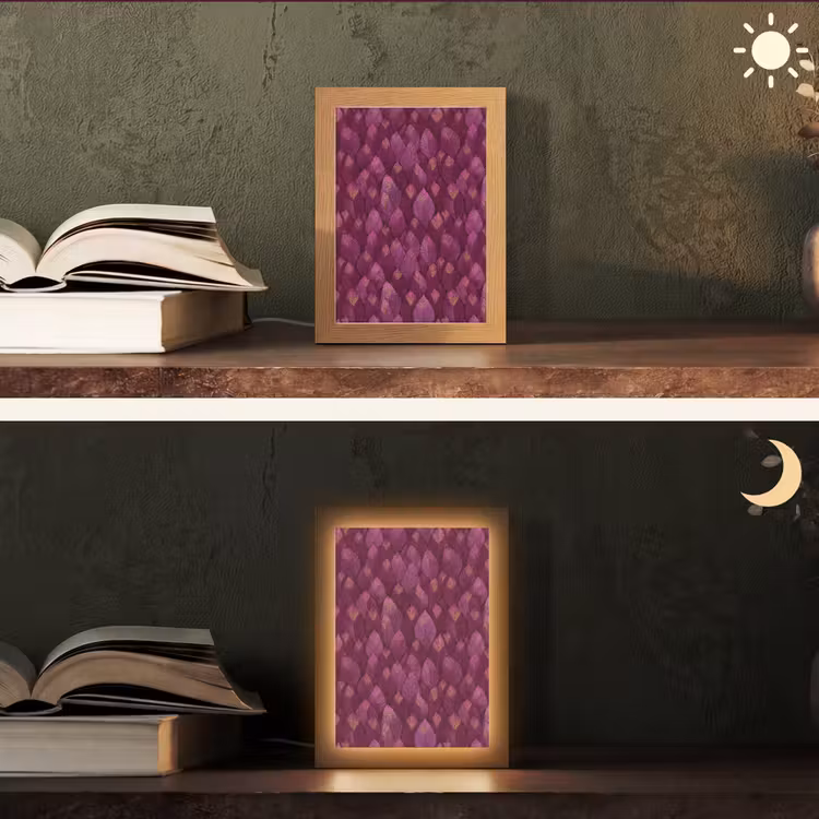 Bladeren - Patroon - Burgundy Light Box met kabel (Tafellamp) klein 925 -sfeer3