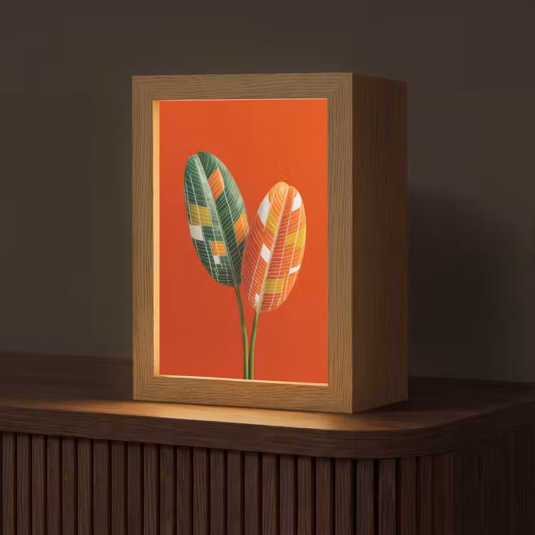 Bladeren - Ovaal - Mozaïek - Patroon Light Box met kabel (Tafellamp) klein -z3d_website