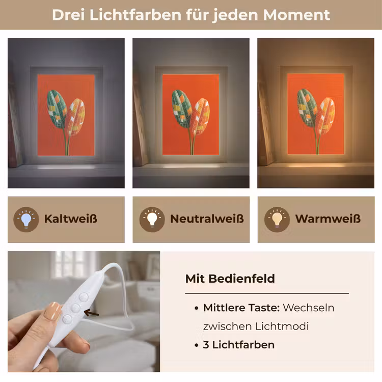 Bladeren - Ovaal - Mozaïek - Patroon Light Box met kabel (Tafellamp) klein -USP_lichtkleurDE
