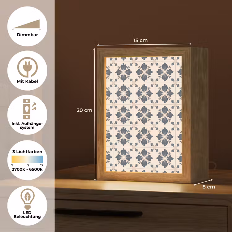 Bladvorm - Klassiek - Kleurrijk Light Box met kabel (Tafellamp) klein 925 -USP_DE