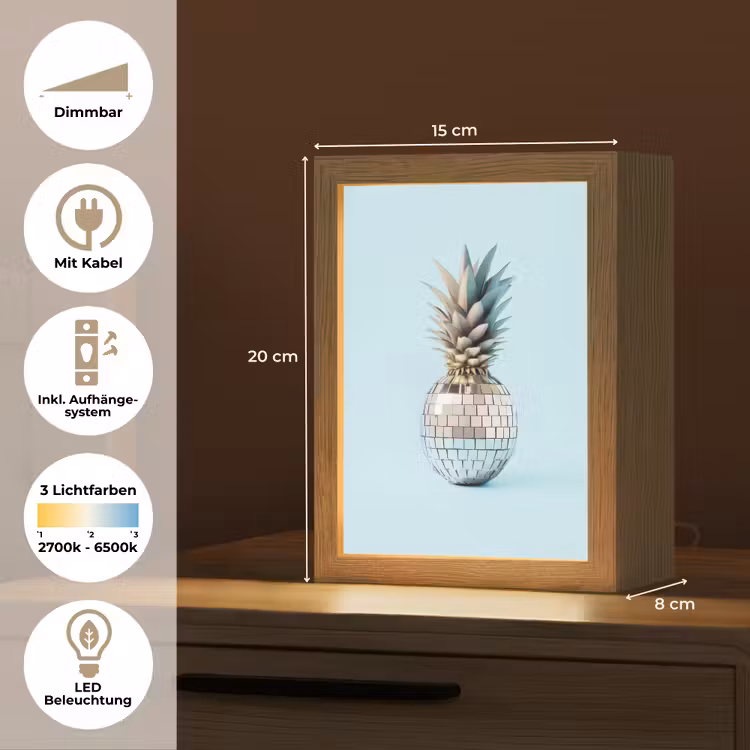 Blauw - Ananas - Disco - Discobal Light Box met kabel (Tafellamp) klein -USP_DE