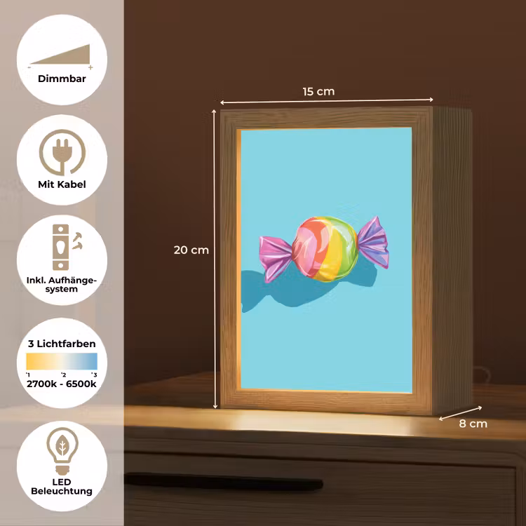 Blauw - Snoep - Regenboog Light Box met kabel (Tafellamp) klein -USP_DE