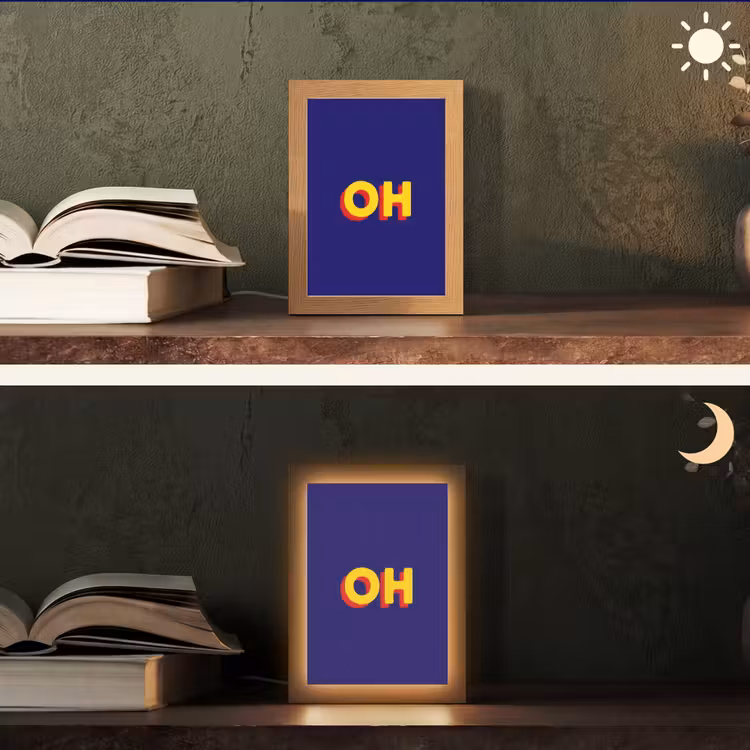 Blauw - Geel - OH - Schaduw Light Box met kabel (Tafellamp) klein -sfeer3