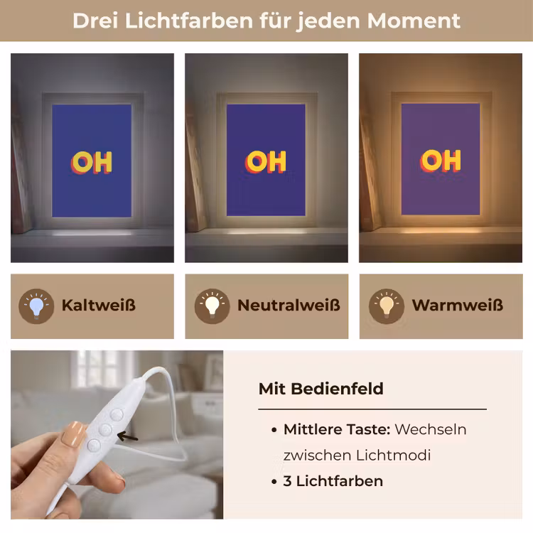 Blauw - Geel - OH - Schaduw Light Box met kabel (Tafellamp) klein -USP_lichtkleurDE