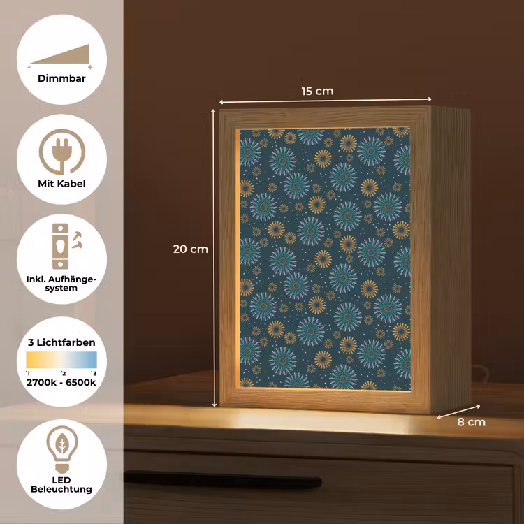 Blauw - Patroon - Retro Light Box met kabel (Tafellamp) klein 925 -USP_DE