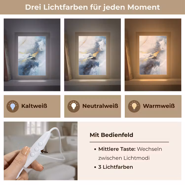 Blauw - Modern - Marmer - Abstract - Goud Light Box met kabel (Tafellamp) klein -USP_lichtkleurDE