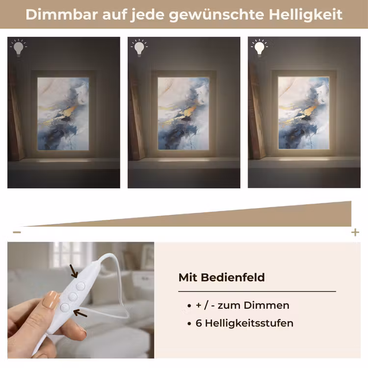 Blauw - Modern - Marmer - Abstract - Goud Light Box met kabel (Tafellamp) klein -USP_dimbaarDE