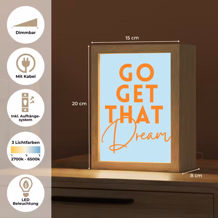 Blauw - Oranje - Tekst Light Box met kabel (Tafellamp) klein -USP_DE