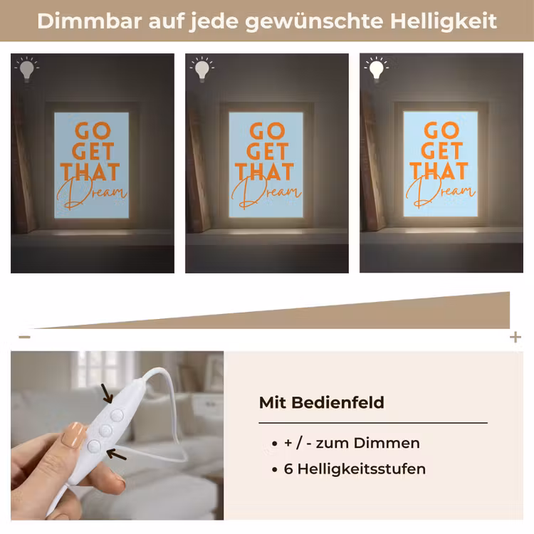 Blauw - Oranje - Tekst Light Box met kabel (Tafellamp) klein -USP_dimbaarDE