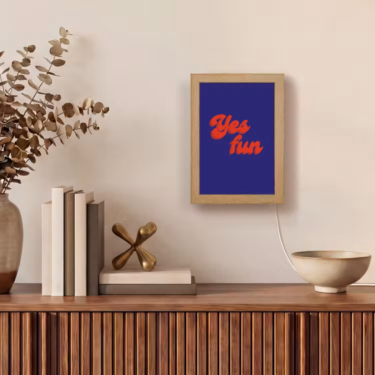 Blauw - Rood - Yes fun - 3D Light Box met kabel (Tafellamp) klein -sfeer2