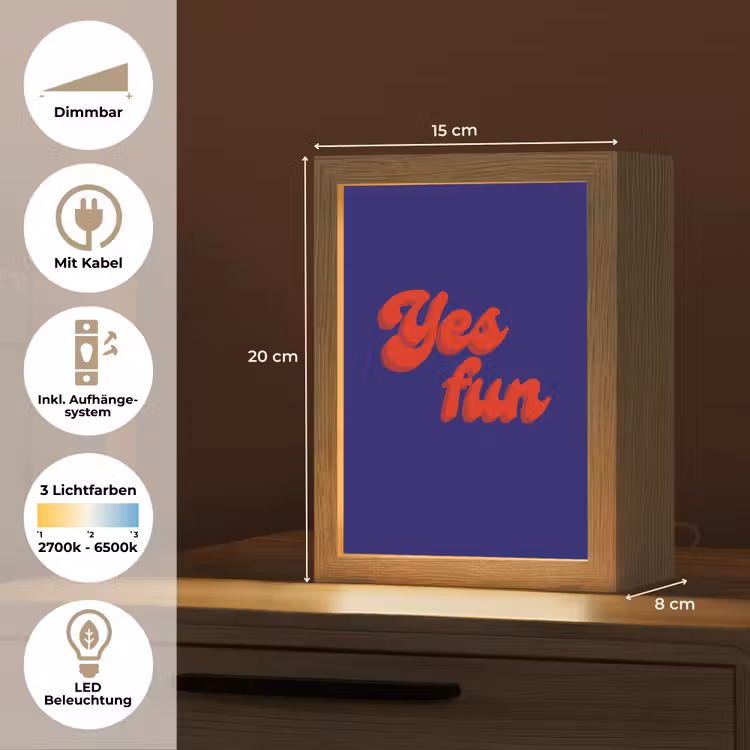 Blauw - Rood - Yes fun - 3D Light Box met kabel (Tafellamp) klein -USP_DE