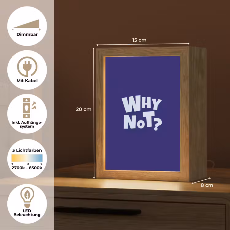 Blauw - Why not - Minimalistisch Light Box met kabel (Tafellamp) klein -USP_DE
