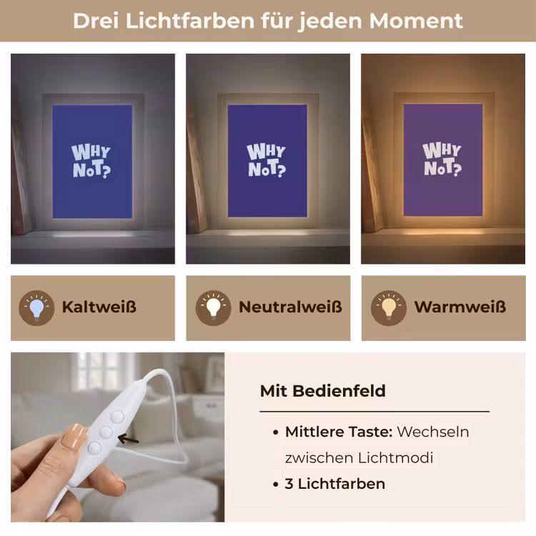 Blauw - Why not - Minimalistisch Light Box met kabel (Tafellamp) klein -USP_lichtkleurDE