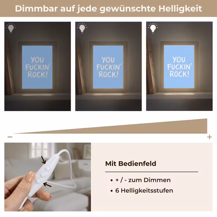 Blauw - Wit - You fuckin rock Light Box met kabel (Tafellamp) klein -USP_dimbaarDE