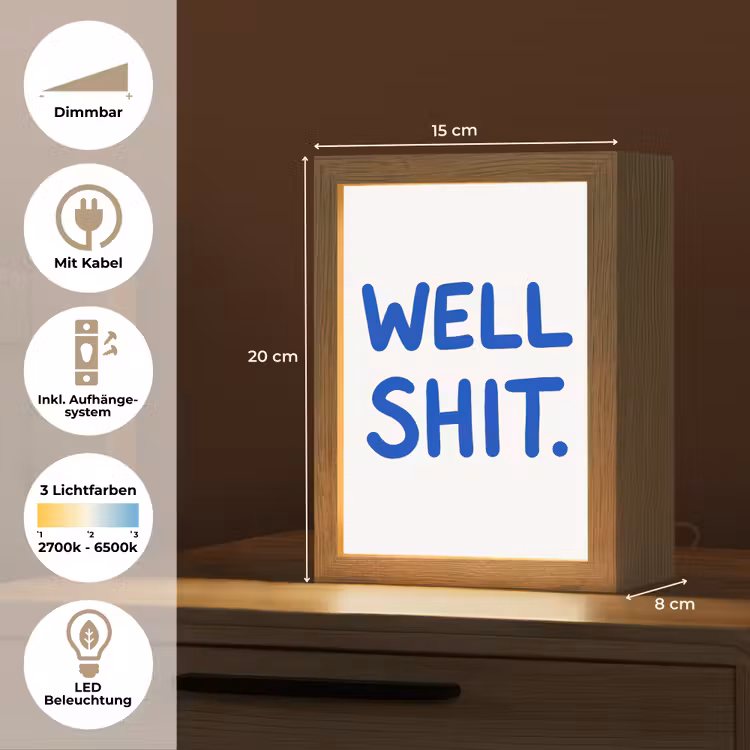 Blauw - Quote - Wit Light Box met kabel (Tafellamp) klein -USP_DE